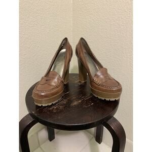Mia Girl Brown Platform Brown Faux Leather Heels Size 7.5